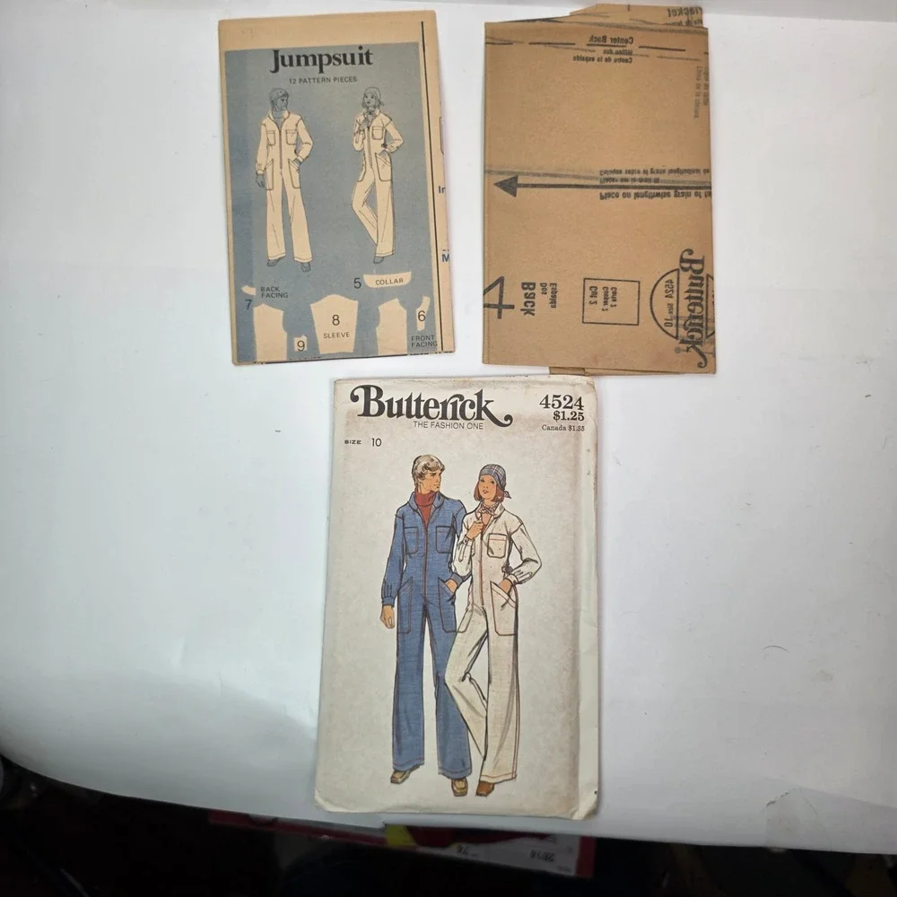 Vtg 70s Butterick 4524 Misses Zip Front Jumpsuit Pattern Size 10 Uncut FF Boho
